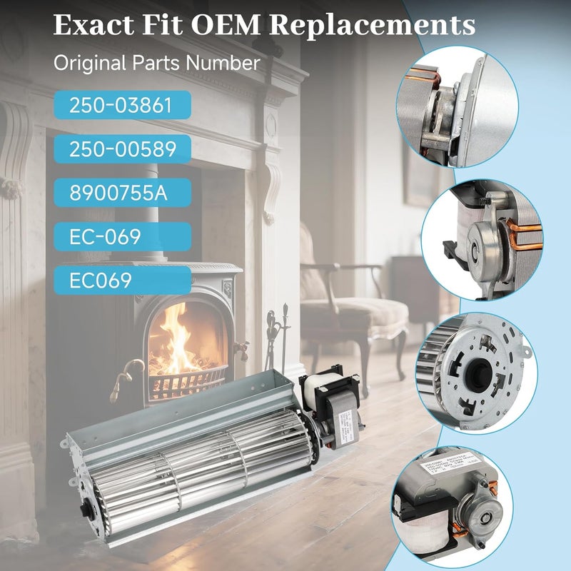 Besilo 250-03861 250-00589 8900755A EC-069 EC069 Convection Blower Fan Replacement for Avalon, Lopi & Travis Industries Pellet & Gas Stoves, Fireplaces, Inserts – Fits Enviro Wood Stoves - Image 3